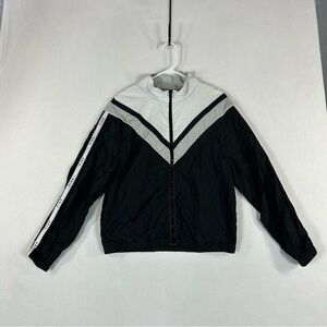 PINK VS Black Spellout Windbreaker Women’s M L Full Zip Pockets Logo Light